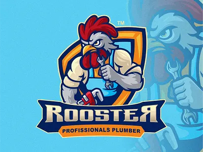 Rooster Plumber Logo branding design graphic design identity illustration logo mark plumber plumber logo rooster tshirt vector