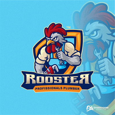 Rooster Plumber Logo branding design graphic design identity illustration logo mark plumber plumber logo rooster tshirt vector