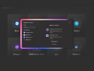 Connect Wallet Modal connect wallet crypto dapp design desktop modal modern popup ui ui design userinterface wallet web web3 website
