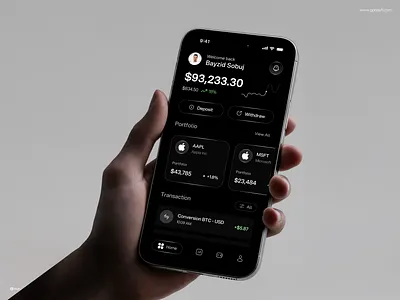 Crypto & Stock Trading Fintech Mobile App UI Design - Felix app design conceptual design crypto app dark mode dashboard ui digital wealth management felix appdesign felix uiux financial app fintech investment app minimalist ui mobile app design mobile ui product design stock trading app ui ux user experience user interface ux design