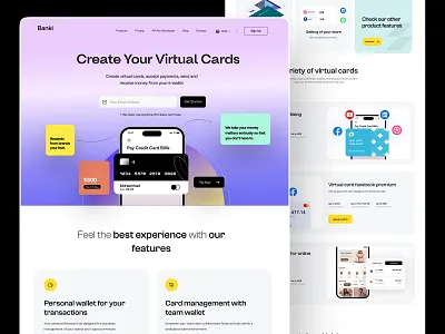 Fintech Website Design bank banking card banking website finance website fintech fintech website landing page saas saas landing page saas web uiux virtual card web design website