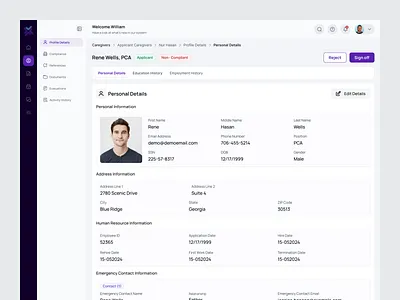 Profile Details Page card ui clean clean ui design system employeeprofile figma ligh dark mockup mordan ui product design profile dashbaord profile details profile page saas sidenav ui design ui ux design userinterface web app