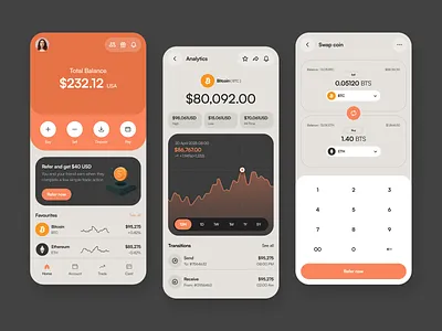 Crypto Wallet app UI bitcoin bitcoin wallet crypto crypto app crypto currency crypto exchange crypto trading cryptocurency eth finance finance app fintech app ios ios app mobile app stocks swap ui app ui app deisgn uiux