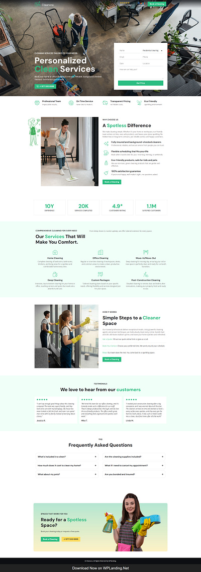Cleanora – Cleaning Services Landing Page cleaning company cleaning landing page cleaning service landing page cleaning services cleaning services website cleaning website