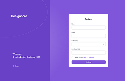 Register for a Design Challenge – Clean UI Concept dailyui 001
