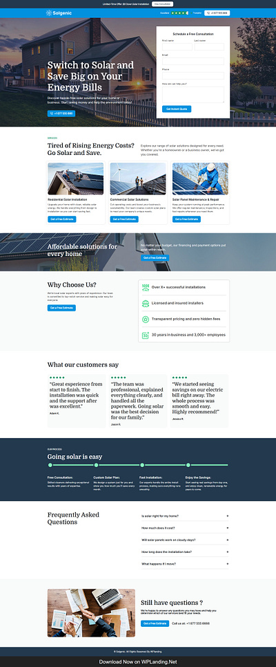 Solar Landing Page solar energy landing page solar landing page solar panel installation solar power landing page solar website