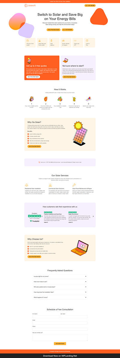 Solaroft – Solar Installation Services Landing Page solar energy landing page solar landing page solar panel installation solar power landing page solar website