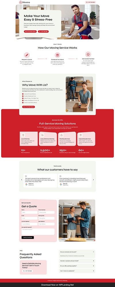 Movexa – Moving Services Landing Page movers landing moving company landing page moving company website moving landing page moving service moving services