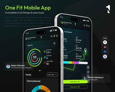 One Fit App Design and Case Study apps design branding case study figma design landing page design logo logo design ui ui design ui ux ux design