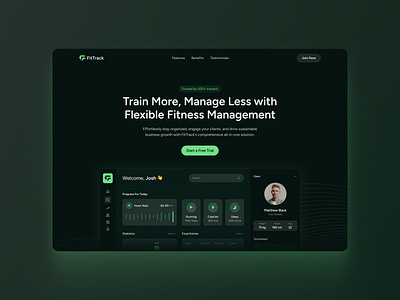 SaaS Hero Design for Fitness Management Tool app branding dashboard design figma fitness management saas ui ux web design website