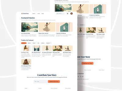 Featured Story page: A multilingual cultural story website branding clean design featured homepage illustration story story website storytelling typography uiux website
