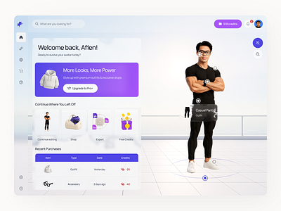 Vauxtor - Metaverse Avatar Customizer Dashboard avatar character character creation character design creation dashboard dashboard design dashboard ui defi face game game design game ui illustration interface light mode meta metaverse purple web app