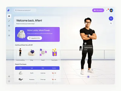 Vauxtor - Metaverse Avatar Customizer Dashboard avatar character character creation character design creation dashboard dashboard design dashboard ui defi face game game design game ui illustration interface light mode meta metaverse purple web app