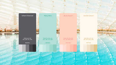 Pastel Color Palette blue brand charcoal color color palette color scheme colors concept cream grey idea luxury modern ocean pastel color peach pink pool resort sky