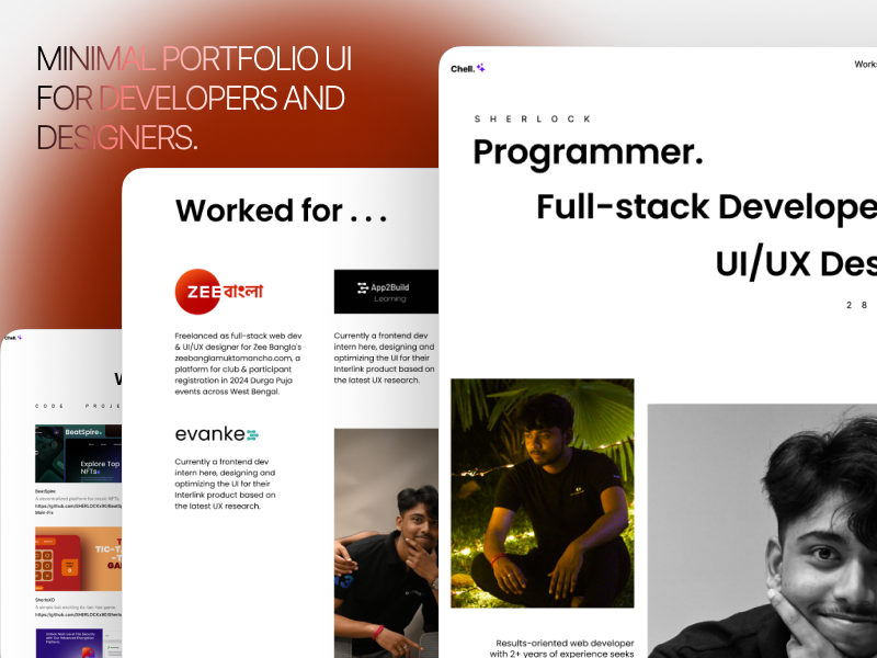 Minimal, Timeless Portfolio UI for Developers & Designers 💼 app branding design graphic design illustration logo typography ui ux vector