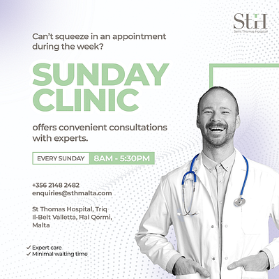 Sunday Clinic by Saint Thomas Hospital flyer graphic design saint thomas hospital