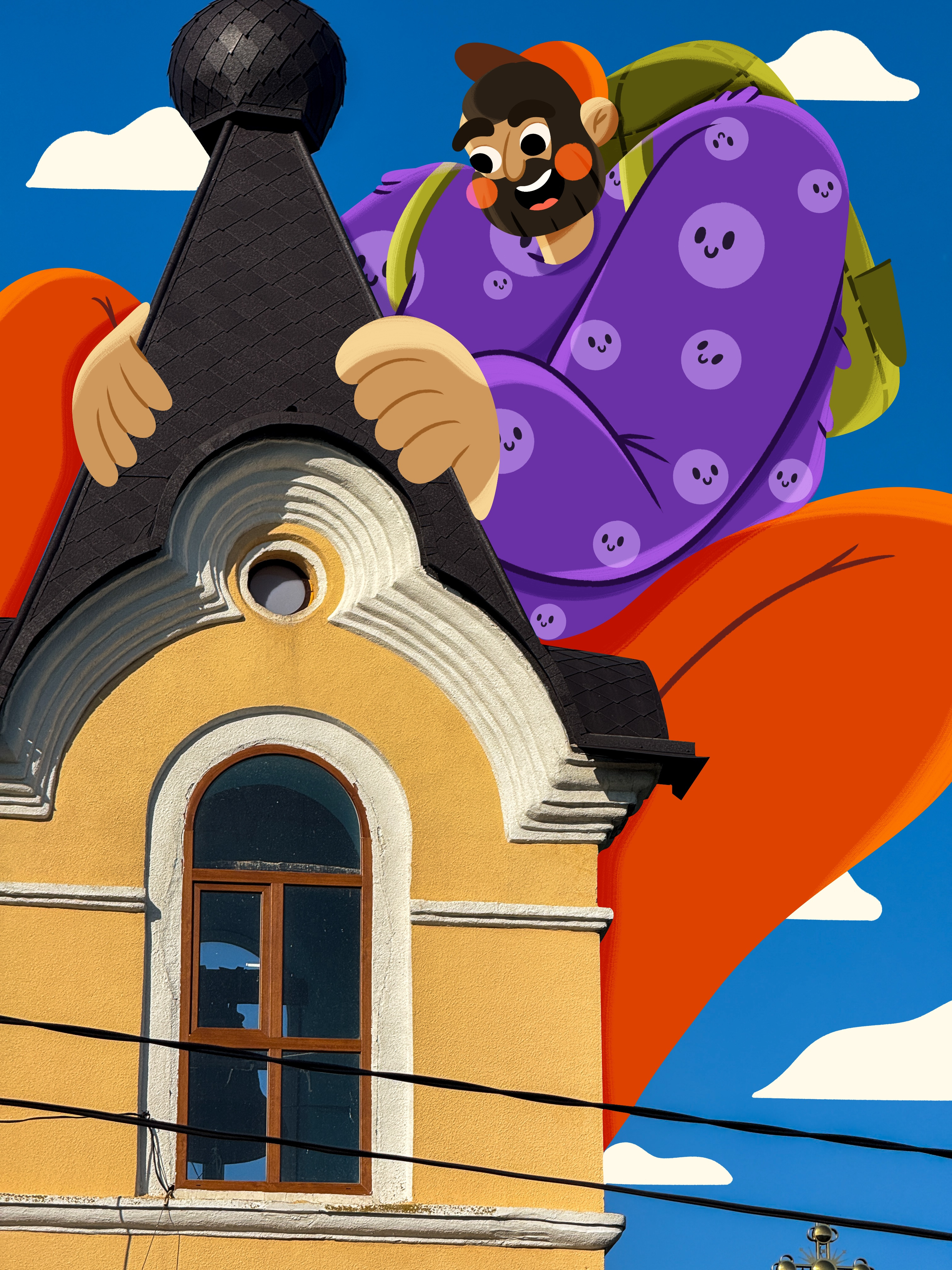 Cute Moldavian trip 2d character art character design church commercial cute art graphic design happy art illo illustration man art nature nature illustration procreate