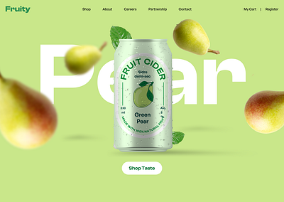 Fruity – Green Pear Cider Landing Page landing page minimal product design ui visual ui web design