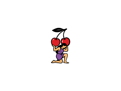 Strong woman cherry logo cheery club design food graphic design illustration logo logos motion graphics party restaurent vector women