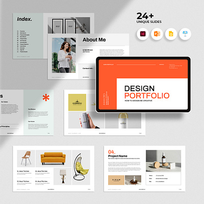 Design Portfolio Presentation Template agency architect art decoration brand branding business catalog clean creative design graphic design interior design logo minimal portfolio presentation template