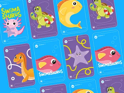 Brand identity for SwimaSaurus brand identity branding character design children illustration identity illustration logo logo design mascot swimming school branding ui visual identity