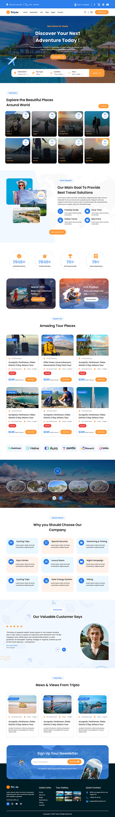 🌍 Tripto – Travel Landing Page UI 🧳✨ figma landing page travel travel figma ui travel landing page travel ui