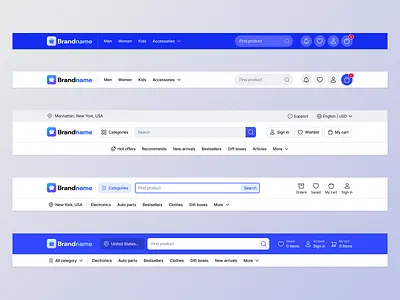 Header variants for ecommerce ecommerce header headers navbar navigation searchbar website