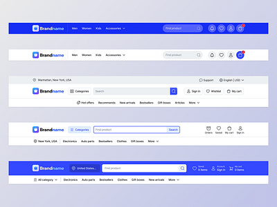 Header variants for ecommerce ecommerce header headers navbar navigation searchbar website