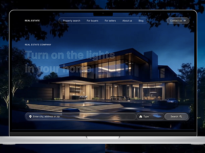 Liquid Glass UI Concept for Real Estate Landing Page apple graphic design landing page liquid glass ui ux