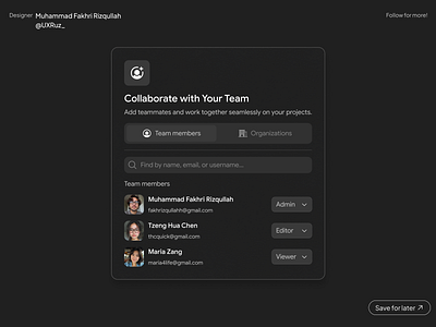Seamless Collaboration — Team Management Card component mobile ui uiux ux
