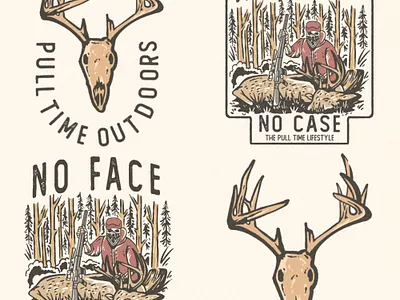 NO FACE NO CASE artwork badgedesign customwork deer hunting illustration patch tshirt vintage