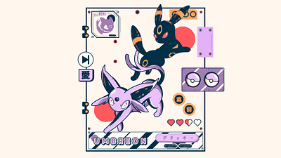 umbreon & Espeon 🐈 💜 akatsuki cat kitty charizard magikarp magikarp card poke ball pokemon card ramen retro pokemon retro pokemon style snorlax pokemon umbreon