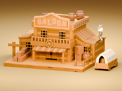 Old West Saloon 3d 3d modeling blender design graphic design illustration render