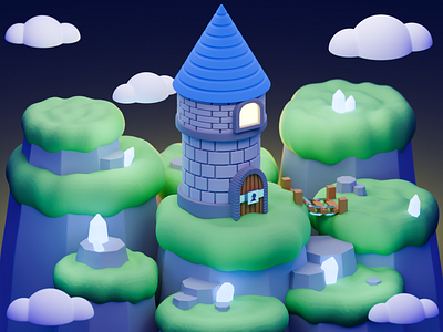 Wizard Tower 3d 3d modeling blender design graphic design illustration render