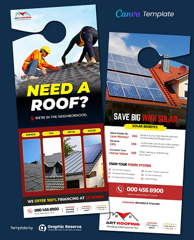 Roofing Business Marketing Door Hanger Canva Template canva door hanger door hanger door hanger design door hanger template roofing roofing door hanger roofing door hanger template