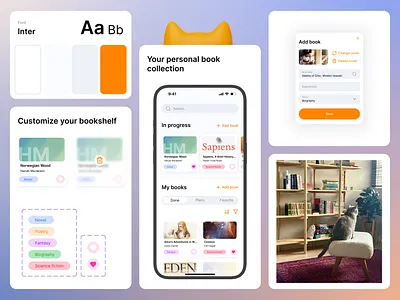 Bookshelf app app branding design interface ios mobile ui