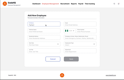 Modern HR form UI – GadaHQ