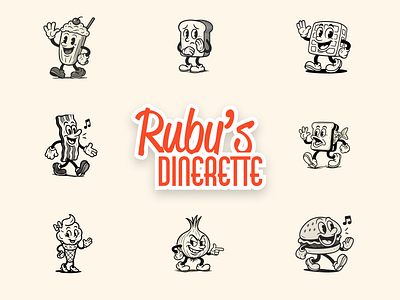 Ruby's Dinerette Retro Icon Character ai branding character chatgpt cute character cute icon diner icon illustration interface restaurant retro ui website