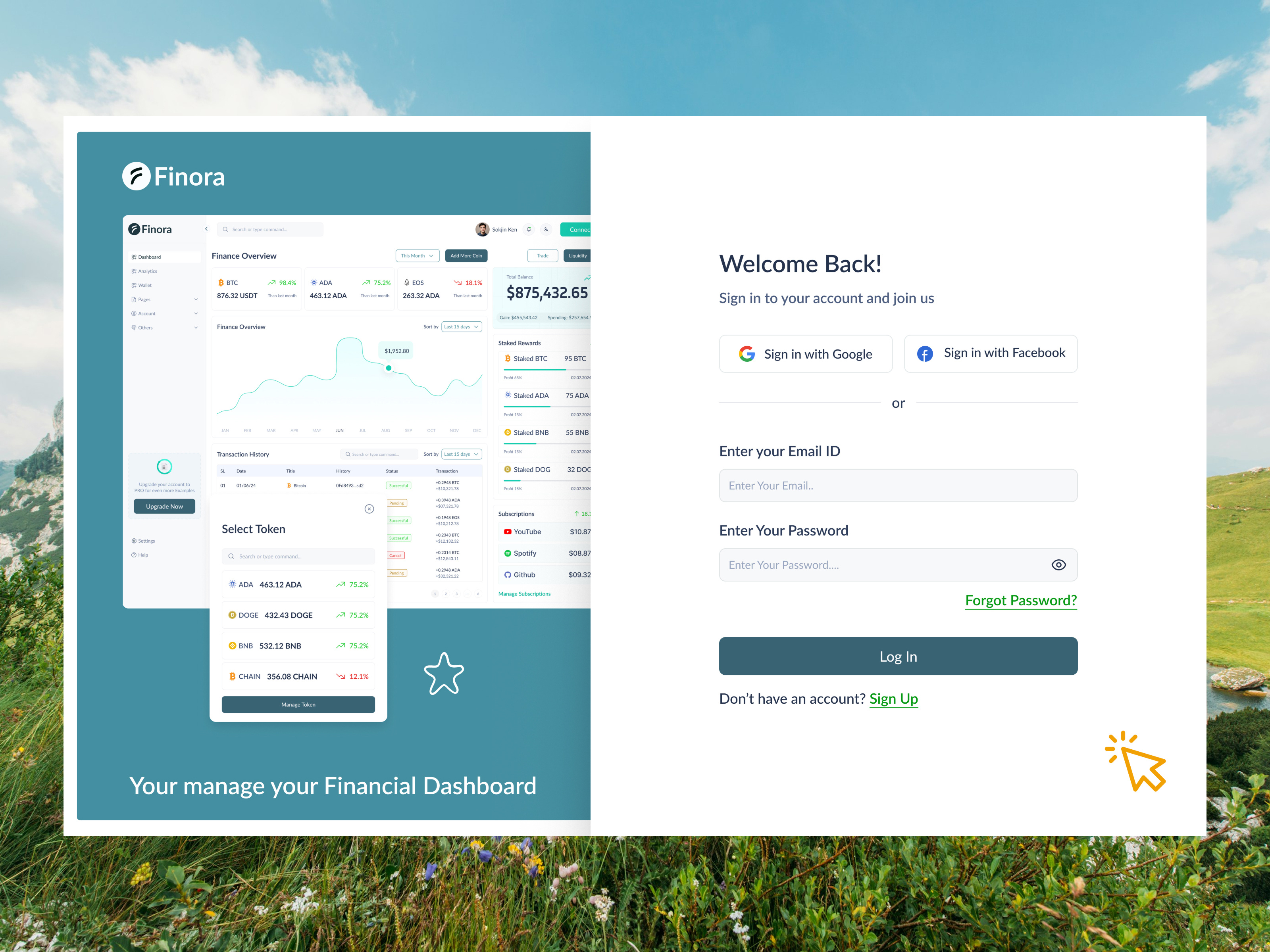 Finora - Financial Dashboard Design bitcoin bloackchain business developemt cryptocurrency dashboard design dashboard ui design finance financial financial dashboard fintech fintech dashboard fintech dashboard ui fintech ui simple dashboard technology ui uiux ux web app