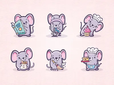 Cheddar The Organised Mouse cartoon design cartoon style character design clipart cosy planner stickers cute stickers digital illustration doodle doodle style hand drawn icon design icons illustration kawaii style mouse illustration mouse stickers printable stickers vector mascot whimsical design