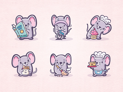 Cheddar The Organised Mouse cartoon design cartoon style character design clipart cosy planner stickers cute stickers digital illustration doodle doodle style hand drawn icon design icons illustration kawaii style mouse illustration mouse stickers printable stickers vector mascot whimsical design