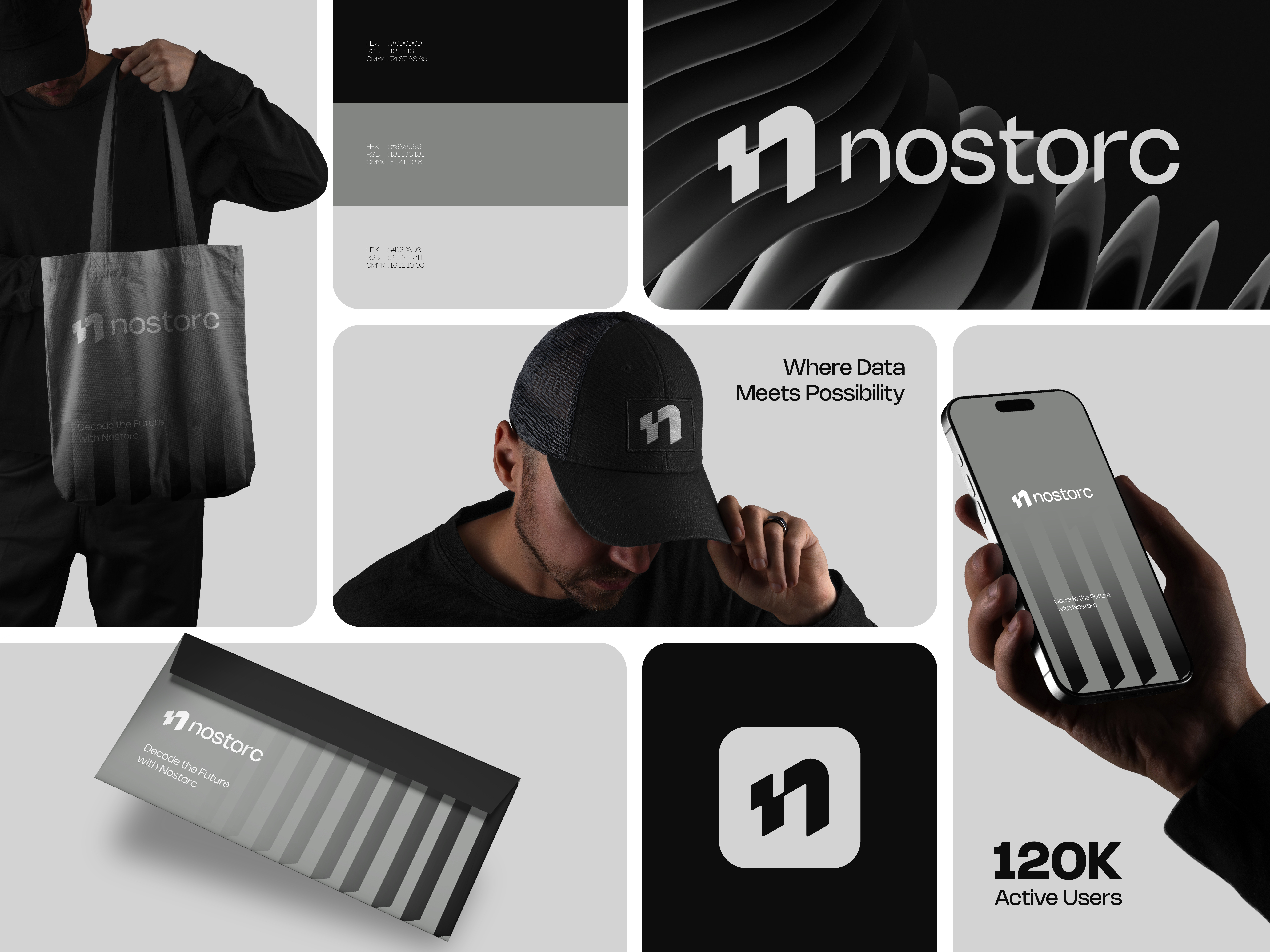 Logo and Branding Design for Data Driven Tech Startup abstract logo brand guidelines brand identity branding data geometric gradient logo grid logo innovation letter logo logo logo design modern logo n logo saas smart startup logo tech tech logo visual identity