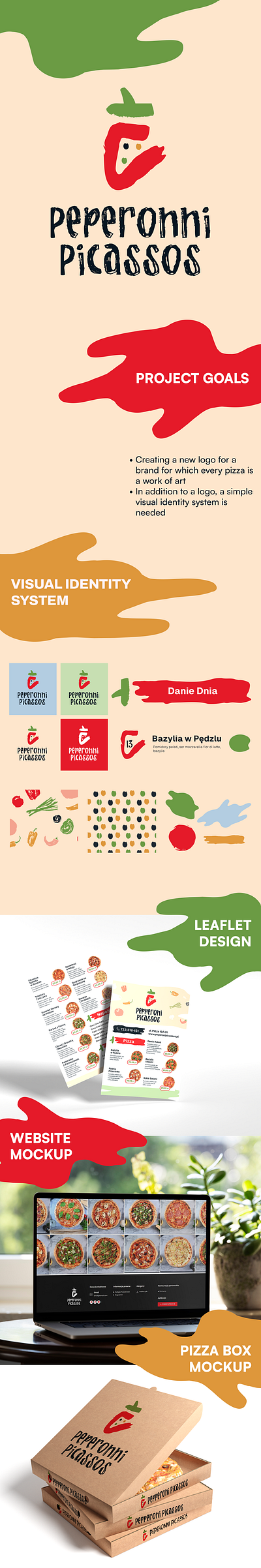 Peperonni Picassos - Visual Identity business card flyer design graphic design leaflet design logo logo design mockup modern branding modern logo paint logo pizza branding pizza logo print design restaurant branding restaurant logo simple logo vibrant colors visual identity