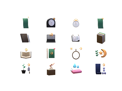 Productive Muslim - 3D Icons 3d 3dicon 3dillustration 3dmodeling appicon blender icon icon design iconography muslim