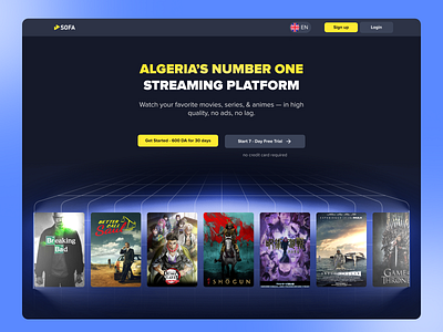 SOFA - Movie streaming website hero section hero section ui landing page design landing page ui movies website design movies website landing page movies website ui streaming platform ui streaming platform website ui ui design ux ux design website ui