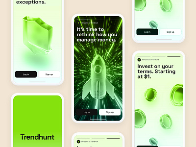 Onboarding - Trendhunt 3d ai app crypto illustration inspiration login mobile onboarding screen signup splash stock ui ux