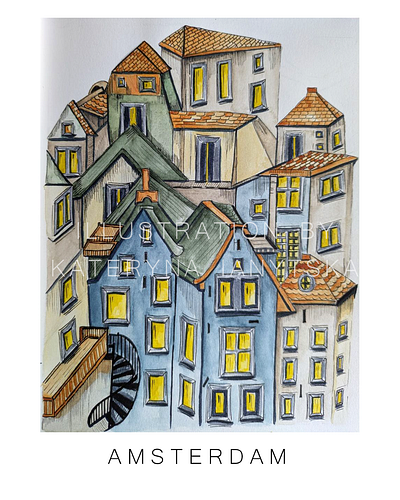 Illustration Amsterdam Architecture clean design graphic design illustration