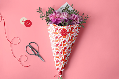 Flower wrapping paper pattern for flower shop branding floral paper pattern wrapping