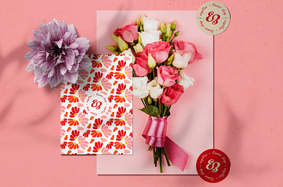 Floral pattern on card for flower shop branding card floral pattern
