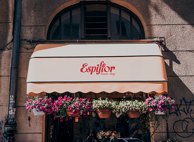 Flower shop signage logo design branding awning floral signage store